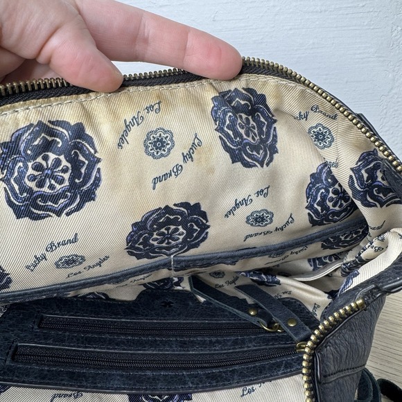 Lucky Brand Navy Blue Leather Crossbody Bag Shoulder Purse‎ Studs and Fringe - Picture 16 of 16